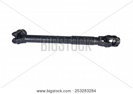 Driveshaft Of The Truck Close-up Isolated On White Background