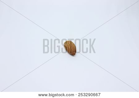 Natural Almond Kernel Is Isolated On White Background.