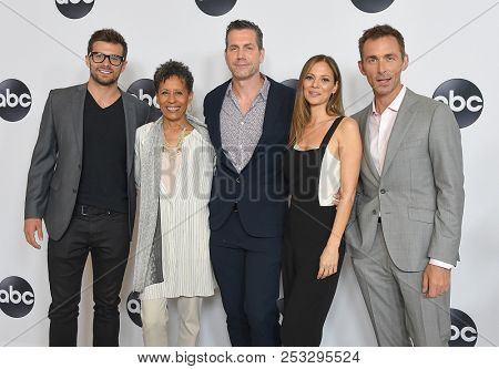 LOS ANGELES - AUG 07:  Josh Swickard, Vernee Watson, Frank Valentini, Tamara Braun and James Patrick Stuart arrives the ABC TCA Summer Press Tour Event  on August 7, 2018 in Hollywood, CA           