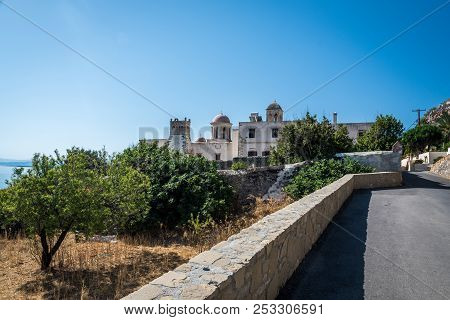 Gonia Odigitria Monastery  In Crete In Sunny Day
