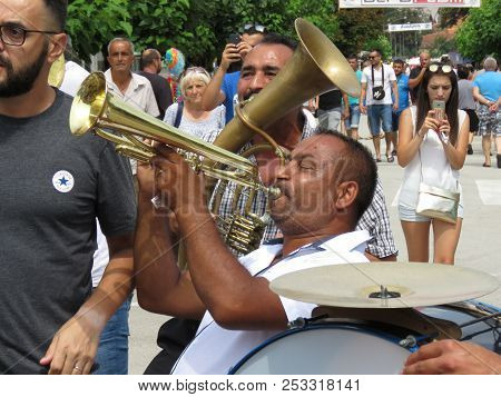 Guca, Serbia, August 11, 2018. 57th Trumpet Festival In Guca. Worldwide Known Music Festival In Serb