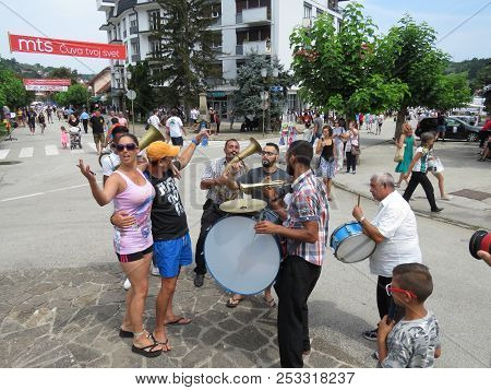 Guca, Serbia, August 11, 2018. 57th Trumpet Festival In Guca. Worldwide Known Music Festival In Serb