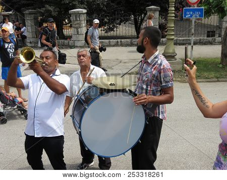 Guca, Serbia, August 11, 2018. 57th Trumpet Festival In Guca. Worldwide Known Music Festival In Serb