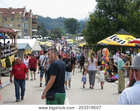 Guca, Serbia, August 11, 2018. 57th Trumpet Festival In Guca. Worldwide Known Music Festival In Serb