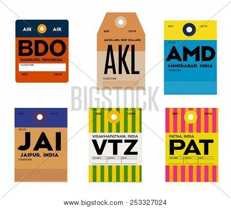 Jaipur Visakhapatnam Patna Bandung Auckland Ahmedabad Baggage Tag , Vintage Design