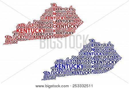 Sketch Kentucky (united States Of America) Letter Text Map, Kentucky Map - In The Shape Of The Conti