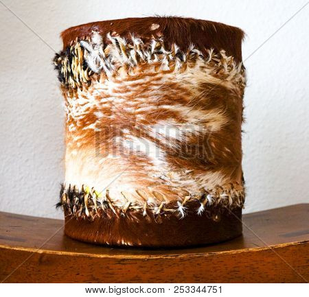 A Drum Instrument Made Of An Animals Fur