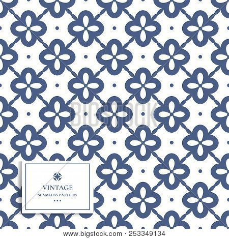 Blue And White Geometric Seamless Pattern. Minimal. Ornament, Traditional, Ethnic, Arabic, Turkish, 