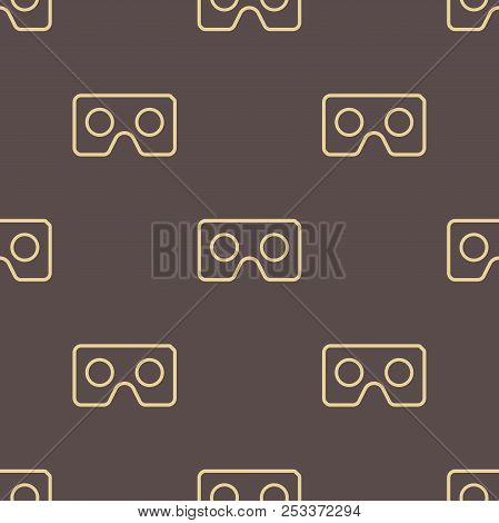 Seamless Vector Pattern With Vr Logos. Virtual Reality Giolden Logos