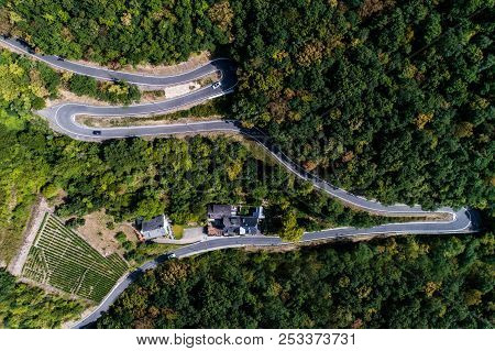 Winding Road Serpentine From A High Mountain Pass In The Mosel Village Brodenbach Germany Aerial Vie