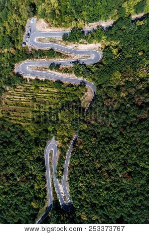 Winding Road Serpentine From A High Mountain Pass In The Mosel Village Brodenbach Germany Aerial Vie