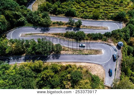 Winding Road Serpentine From A High Mountain Pass In The Mosel Village Brodenbach Germany Aerial Vie