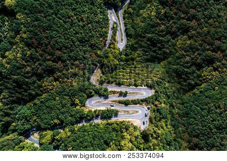 Winding Road Serpentine From A High Mountain Pass In The Mosel Village Brodenbach Germany Aerial Vie