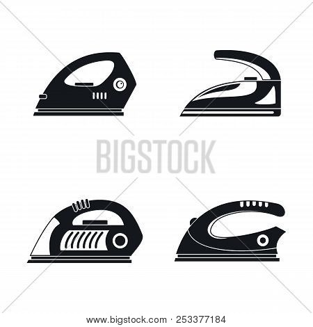Smoothing Iron Drag Appliance Icons Set. Simple Illustration Of 4 Smoothing Iron Drag Appliance Icon