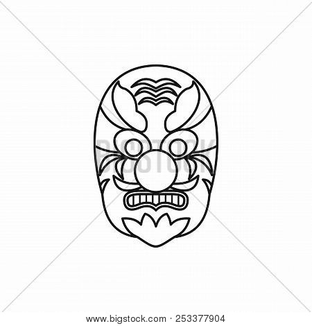 Hannya Mask Icon In Outline Style Isolated On White Background Illustration