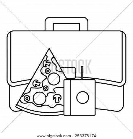 Pizza Lunch Bag Icon. Outline Illustration Of Pizza Lunch Bag Icon For Web Design Isolated On White 