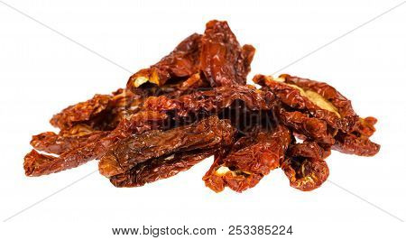 Sun Dried Red Tomatoes Isolated On White Background