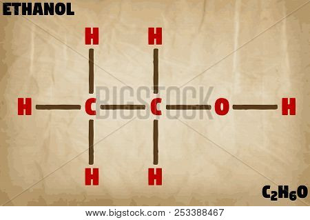 Detailed Infographic Illustration Of The Molecule Of Ethanol.