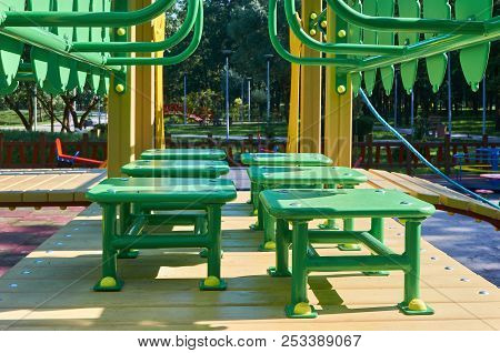 Staggering Steps For Children In The Public Playground