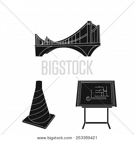 Architecture And Construction Black Icons In Set Collection For Design. Architect And Equipment Vect