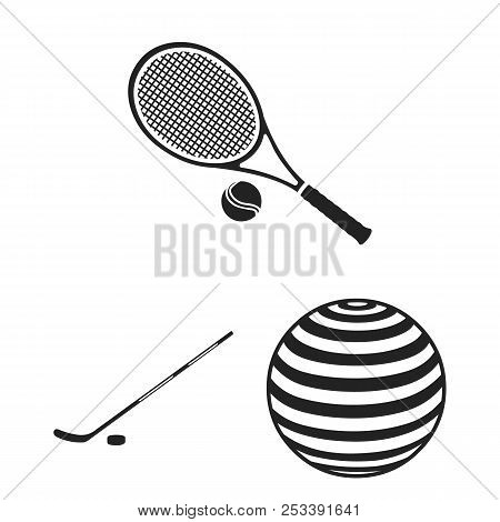 Different Kinds Of Sports Black Icons In Set Collection For Design. Sport Equipment Vector Symbol St