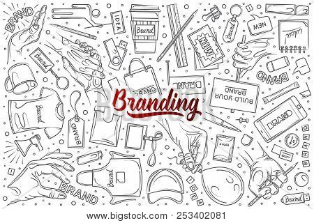 Hand Drawn Branding Set Doodle Vector Background