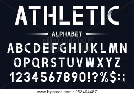 Modern Geometric Font In Origami Style. Athletic, Sport Alphabet With Numbers. Vector