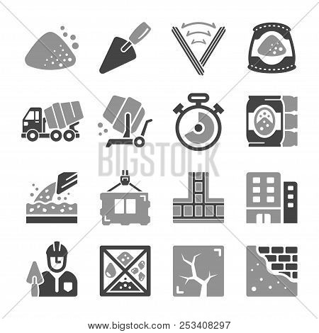 Concrete And Cement Icon Set Vector And Illustration