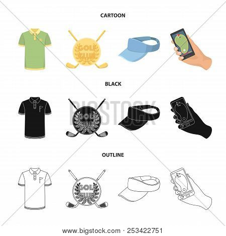 Emblem Of The Golf Club, Cap With A Visor, Golfer Shirt, Phone With A Navigator.golf Club Set Collec