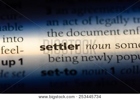 Settler Word In A Dictionary. Settler Concept.