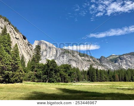 Half Dome In Yosemite National Park Seen From Yosemite Valley