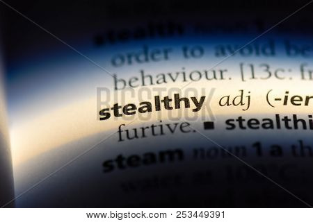 Stealthy Word In A Dictionary. Stealthy Concept.