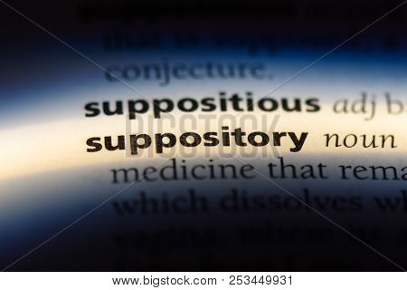 Suppository Word In A Dictionary. Suppository Concept.