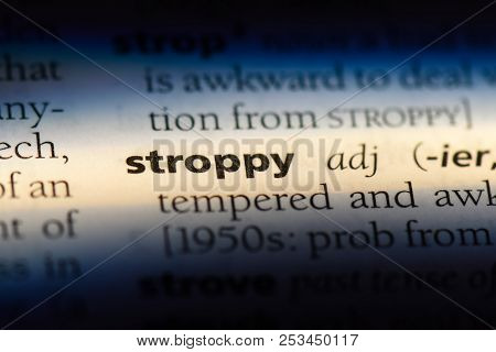 Stroppy Word In A Dictionary. Stroppy Concept.