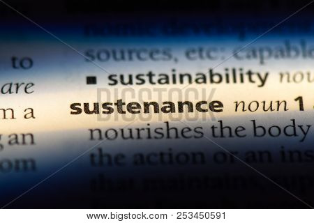Sustenance Word In A Dictionary. Sustenance Concept.