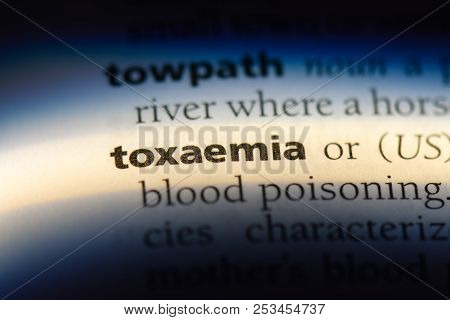 Toxaemia Word In A Dictionary. Toxaemia Concept.
