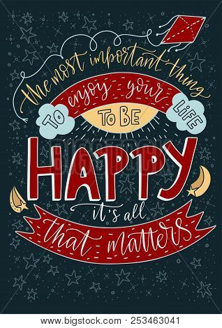 Positive Vector Lettering Card. Handdrawn Iilustration.