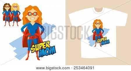 Superhero Woman Supermom Cartoon Character Vector Illustration