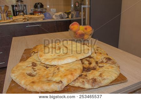 Fresh Baked Lobiani - Bean Filled Pie. Traditional Georgian (caucasus) National Cuisine. Food Backgr
