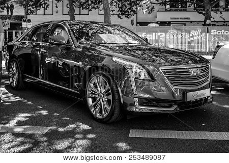 Berlin - June 09, 2018: Full-size Luxury Car Cadillac Ct6, 2018. Black And White. Classic Days Berli