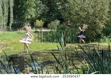 Ballerina Made Of Cloth Over The Water