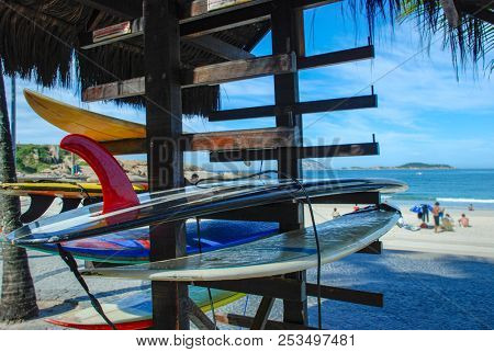 Surfboard on Ipanema beach, Rio de Janeiro