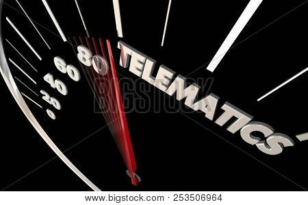 Telematics Automotive Connectivity Vehicle Technology Speedometer Word 3d Illustration