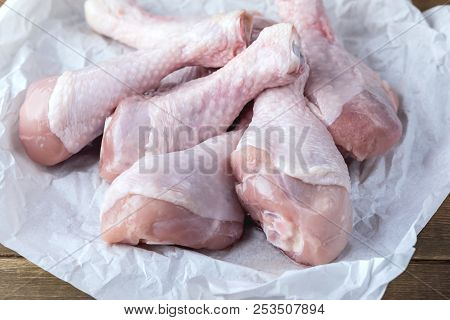 Raw Fresh Chiken Legs Chiken Horizontal Above