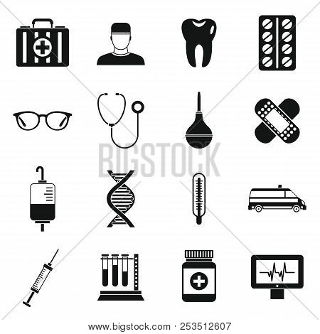 Medicine Icons Set In Simple Style. Medical Care Set Collection Illustration