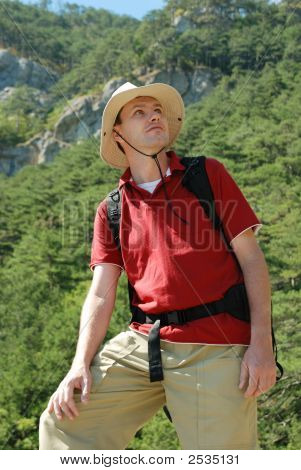Hiker In Mountains
