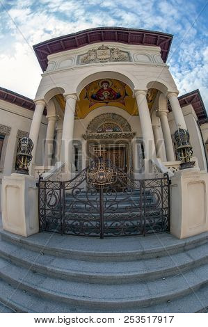 Bucharest, Romania - July 17, 2018:detail Of Buildings In The Internal Court Of The Romanian Orthodo
