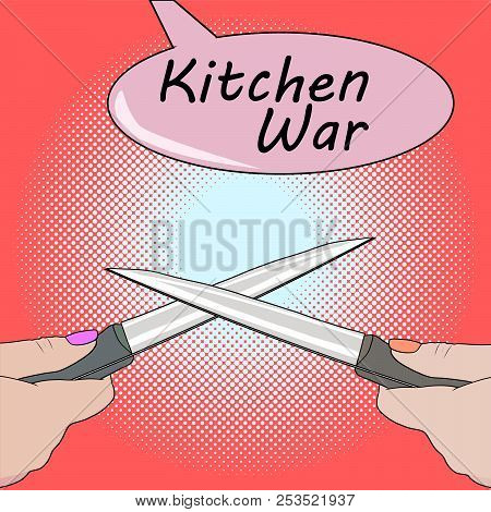 Pop Art Girls Having Argument Fight Human.