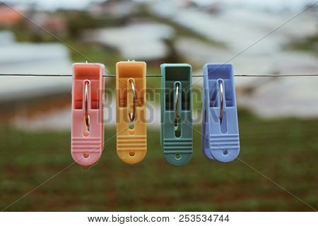 Colorful Plastic Clothes Peg. Royalty High Quality Stock Photo Of Colourful Plastic Clothes Peg Clot