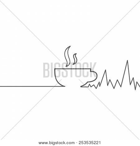 Coffee Cup On Cardiogram, Vector Illustration On White Background